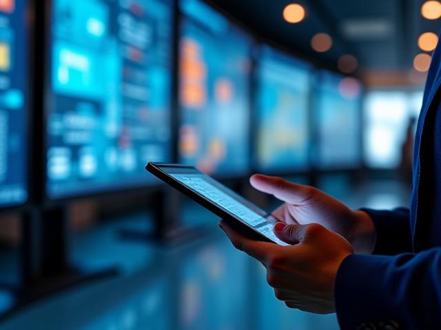 Professional logistics coordinator monitoring shipments on a dashboard